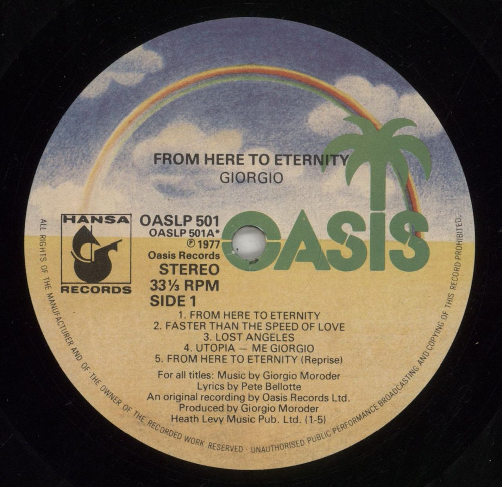 Giorgio Moroder From Here To Eternity UK vinyl LP album (LP record) GIOLPFR524795