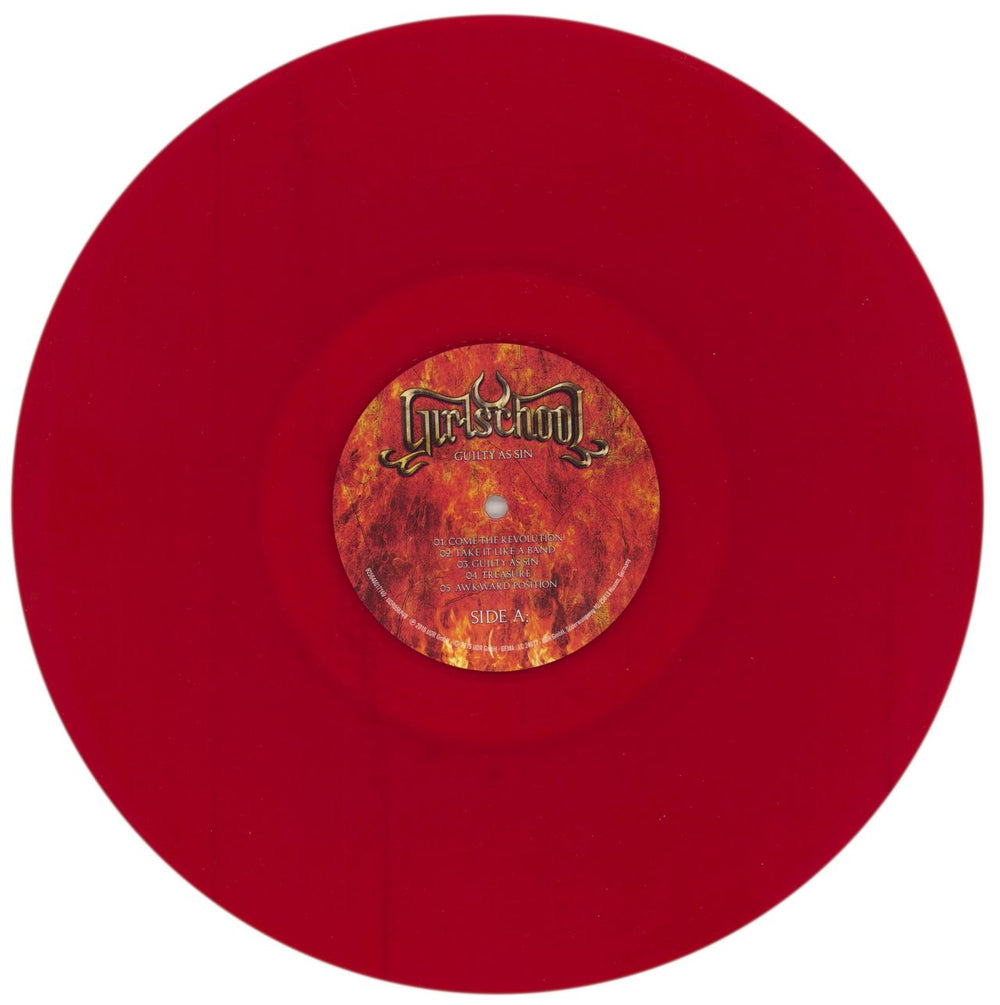 Girlschool Guilty As Sin - Red Vinyl German vinyl LP album (LP record) GSCLPGU695925