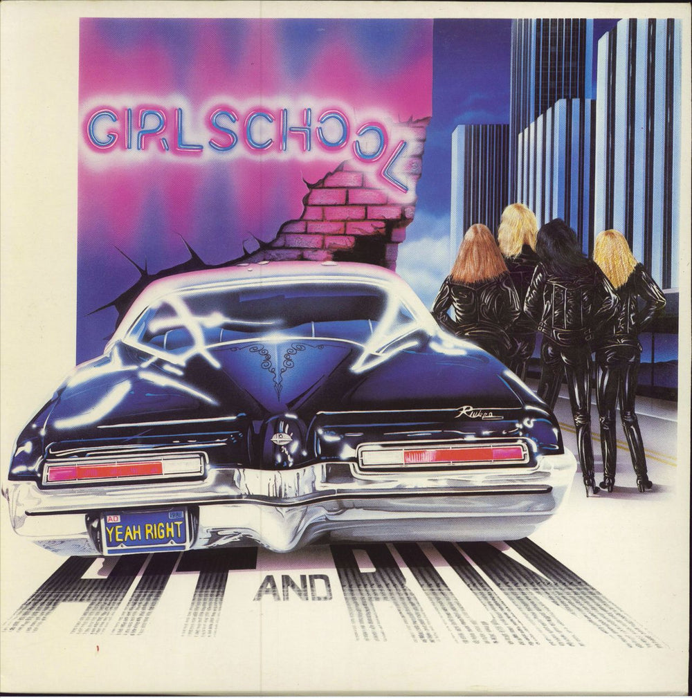 Girlschool Hit And Run - Red Vinyl - VG UK vinyl LP album (LP record) BRON534