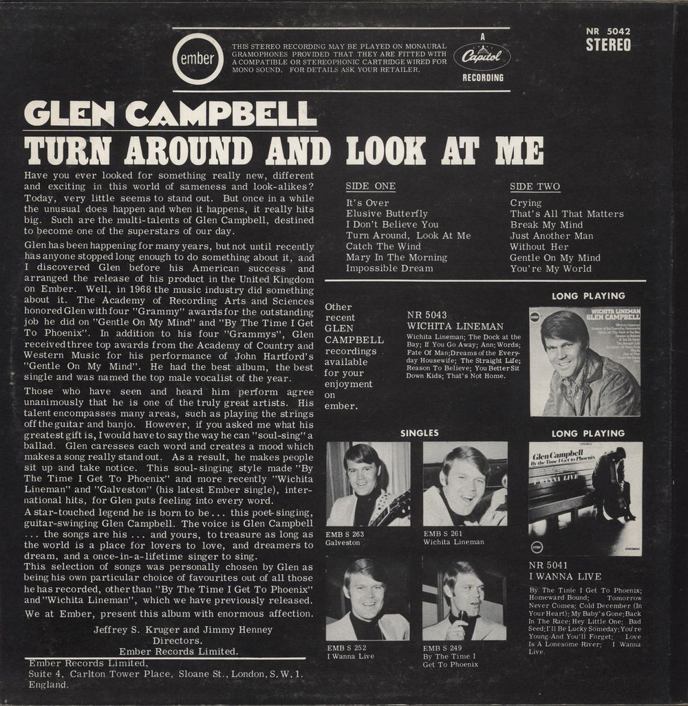 Glen Campbell Turn Around And Look At Me UK vinyl LP album (LP record)
