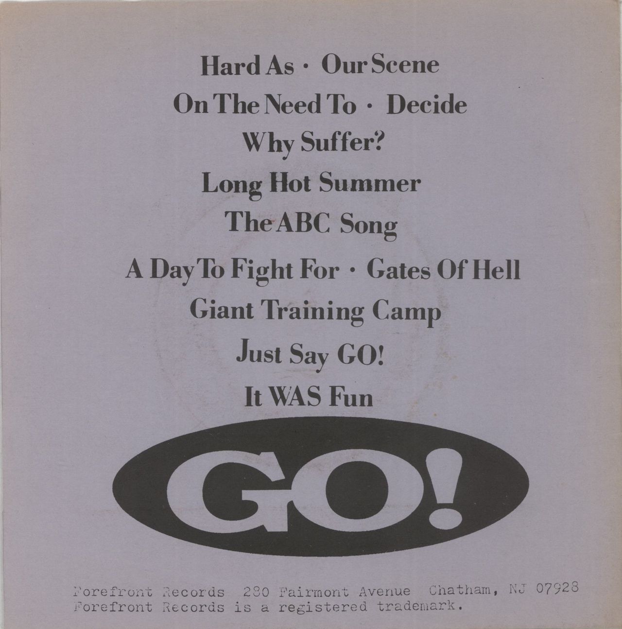 Go Why Suffer? US 7" vinyl single (7 inch record / 45)