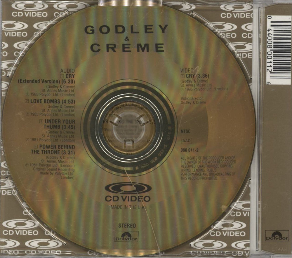 Godley & Creme Cry - CD-Video UK CD single (CD5 / 5") 044008001126