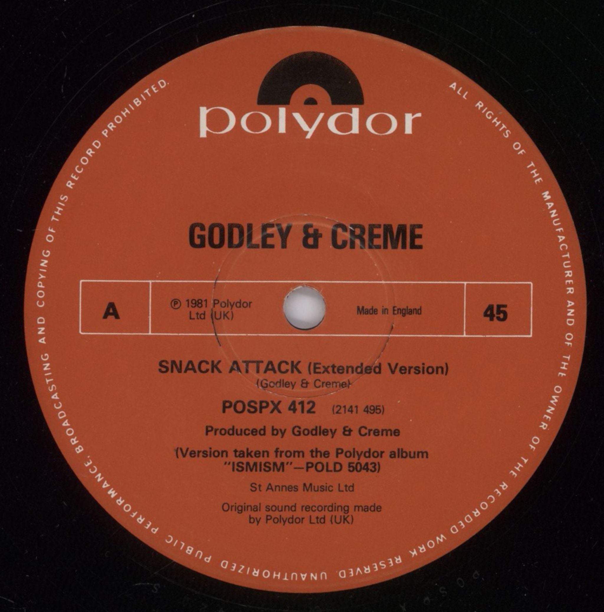 Godley & Creme Snack Attack UK 12\" vinyl single (12 inch record / Maxi-single) G&C12SN106295