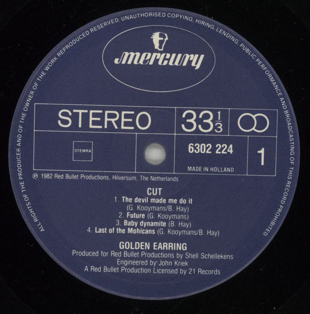 Golden Earring Cut Dutch vinyl LP album (LP record) EARLPCU671151