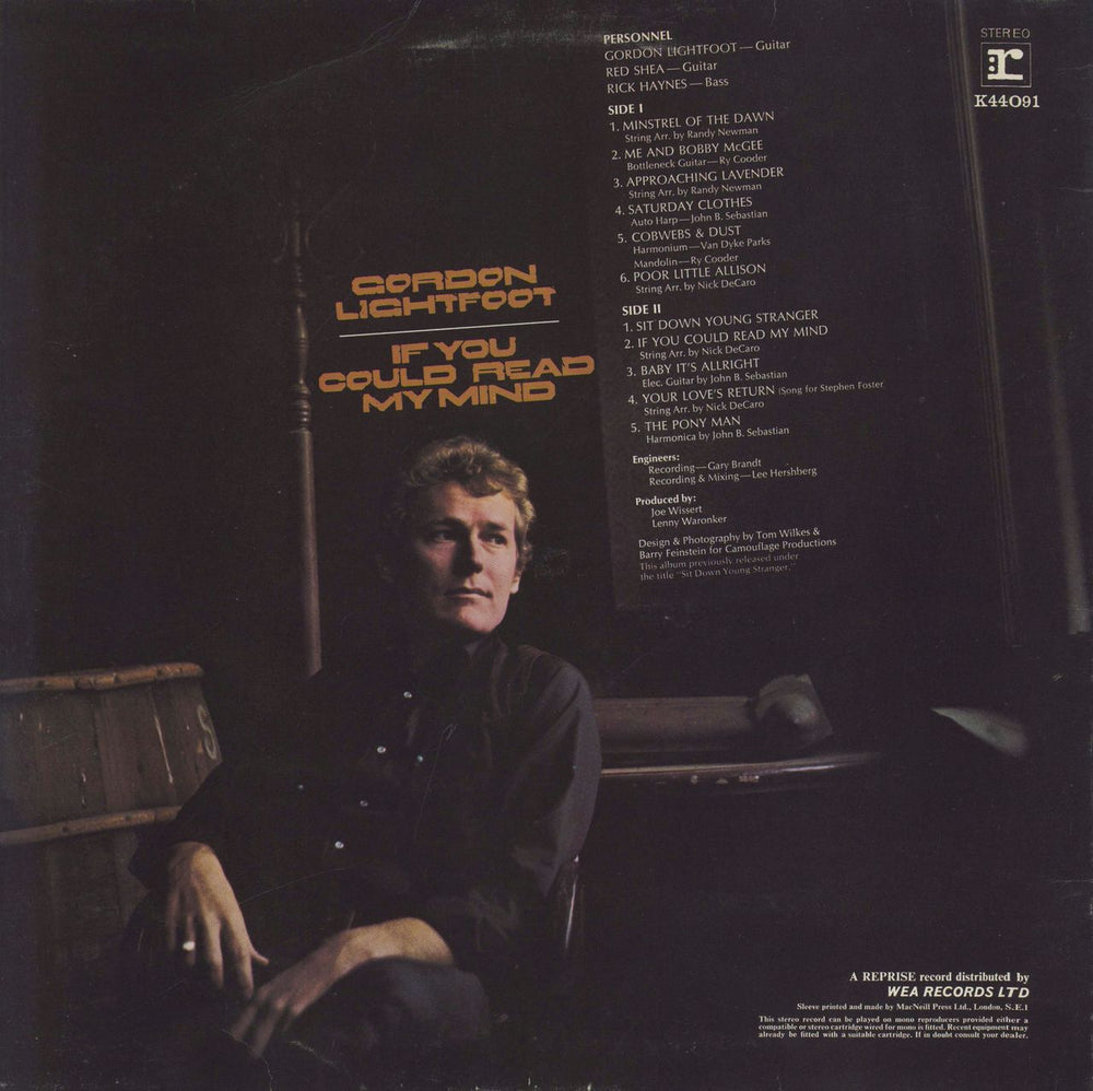 Gordon Lightfoot If You Could Read My Mind UK vinyl LP album (LP record)