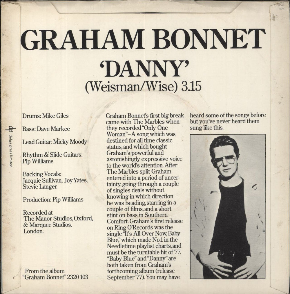 Graham Bonnet Danny UK Promo 7" vinyl single (7 inch record / 45)