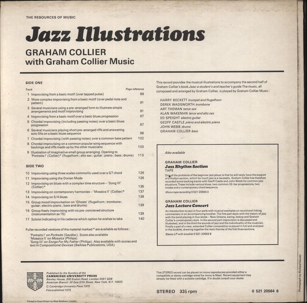 Graham Collier Jazz Illustrations + Book UK vinyl LP album (LP record)
