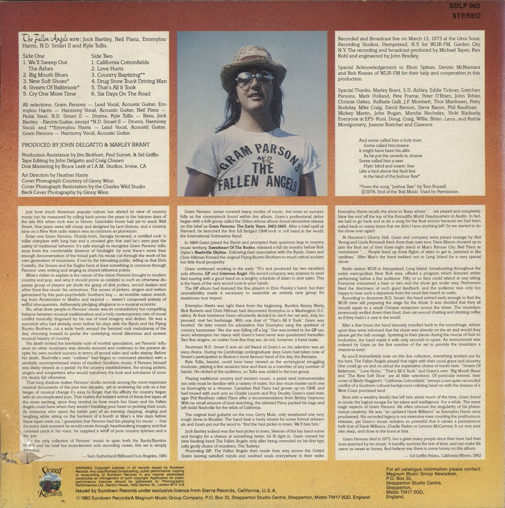 Gram Parsons Live 1973 UK vinyl LP album (LP record)