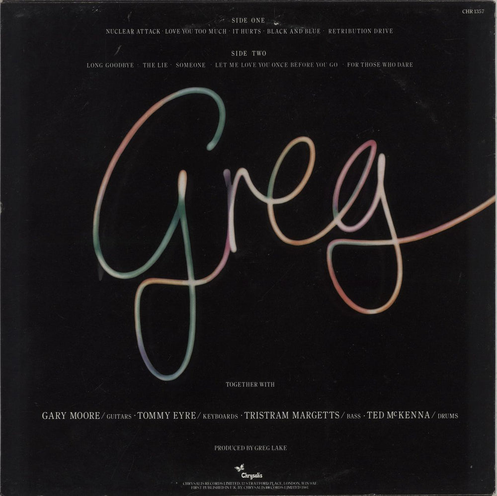 Greg Lake Greg Lake UK vinyl LP album (LP record)