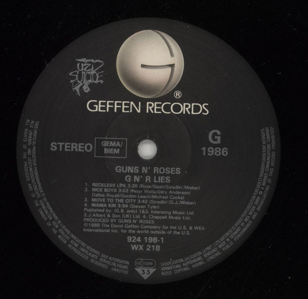 Guns N Roses GN'R Lies - VG + White Hype-sticker UK vinyl LP album (LP record) GNRLPGN872026