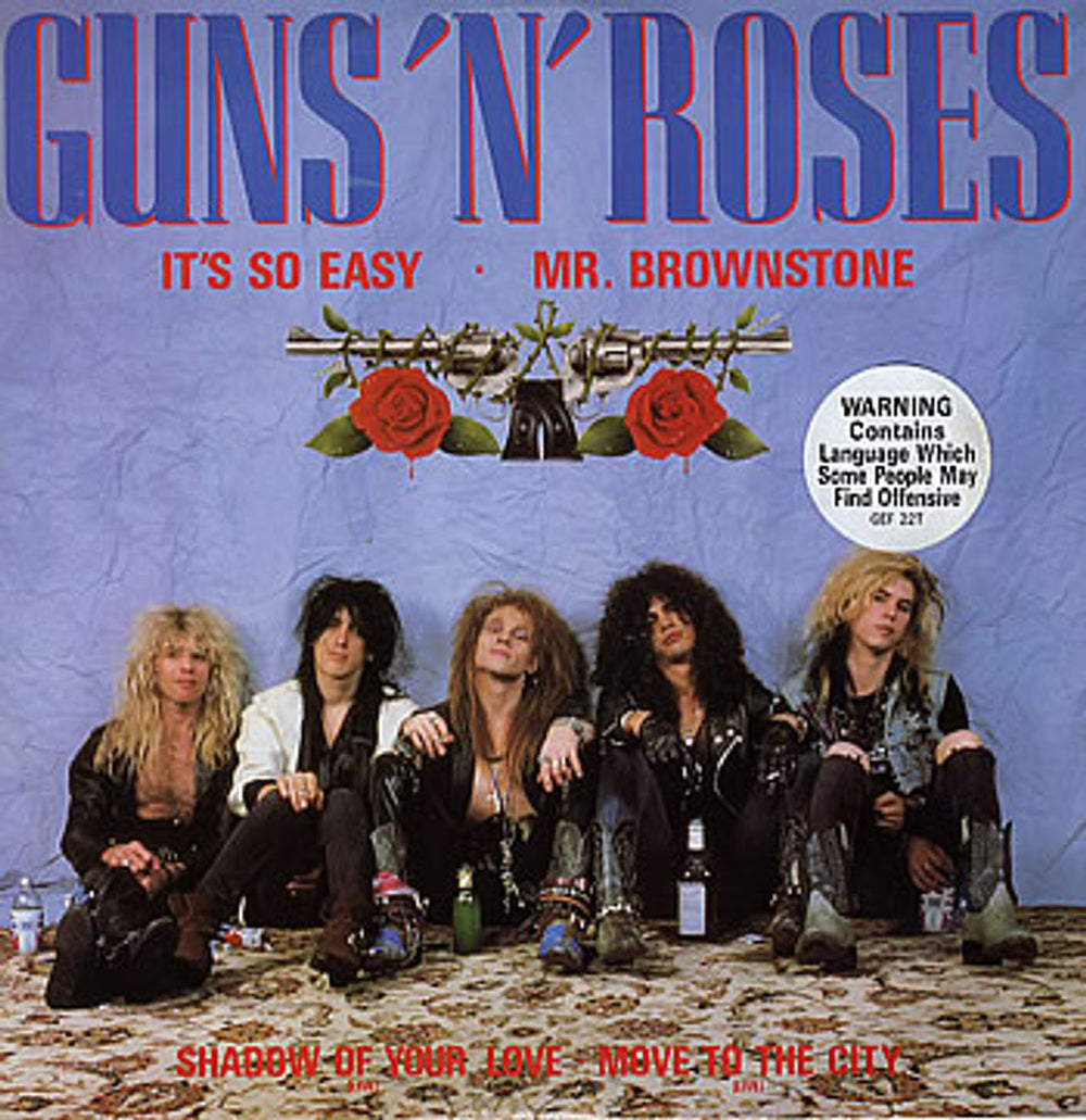 Guns N Roses It's So Easy - stickered p/s UK 12" vinyl single (12 inch record / Maxi-single) GEF22T