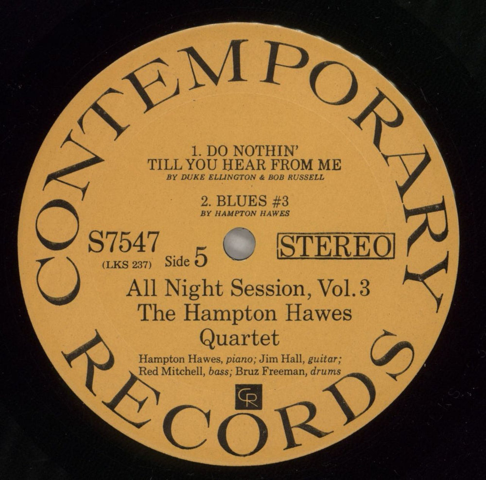 Hampton Hawes All Night Session! Volume 3 US vinyl LP album (LP record) HWWLPAL599635
