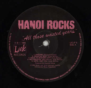 Hanoi Rocks All Those Wasted Years UK vinyl LP album (LP record) HANLPAL854947