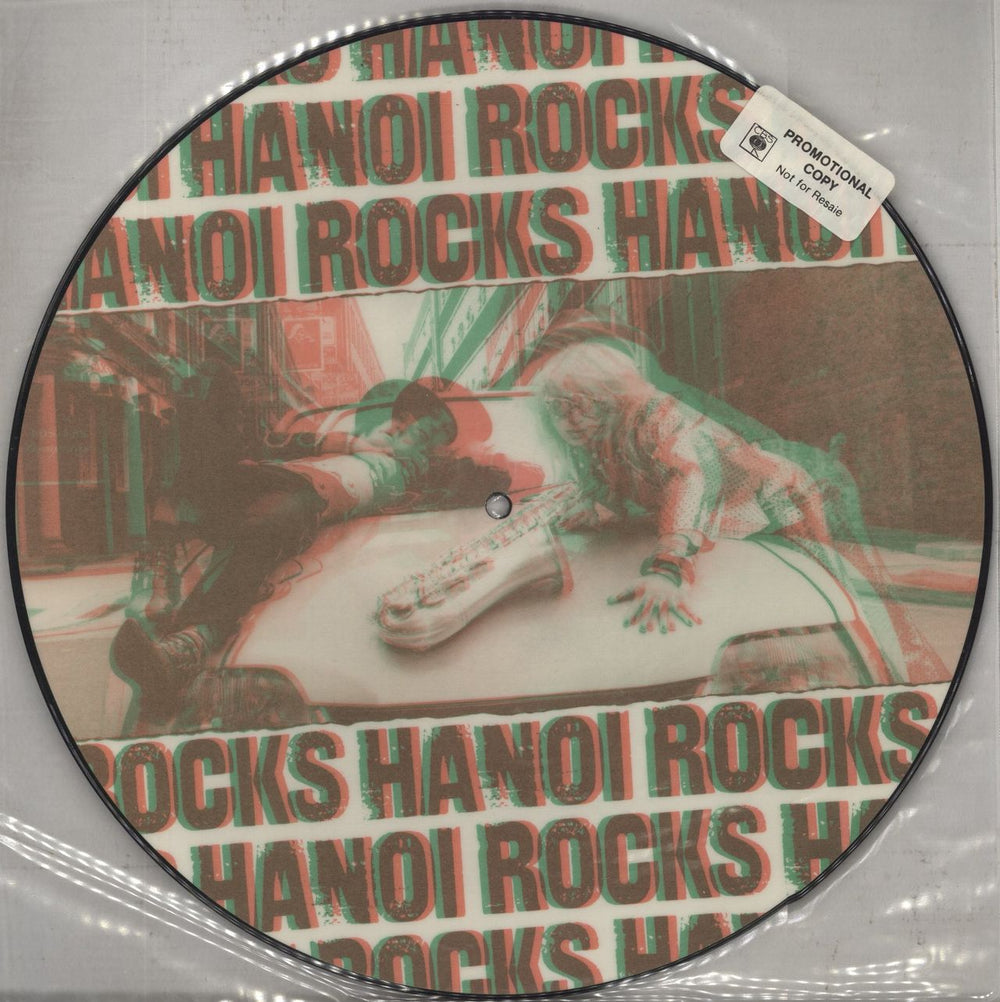 Hanoi Rocks Don't You Ever Leave Me + 3D Glasses + Promo stickered UK 12" vinyl picture disc (12 inch picture record) WA4885