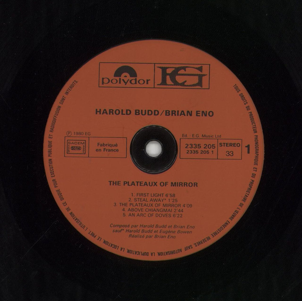 Harold Budd Ambient #2 The Plateaux Of Mirror French vinyl LP album (LP record) UDDLPAM850649