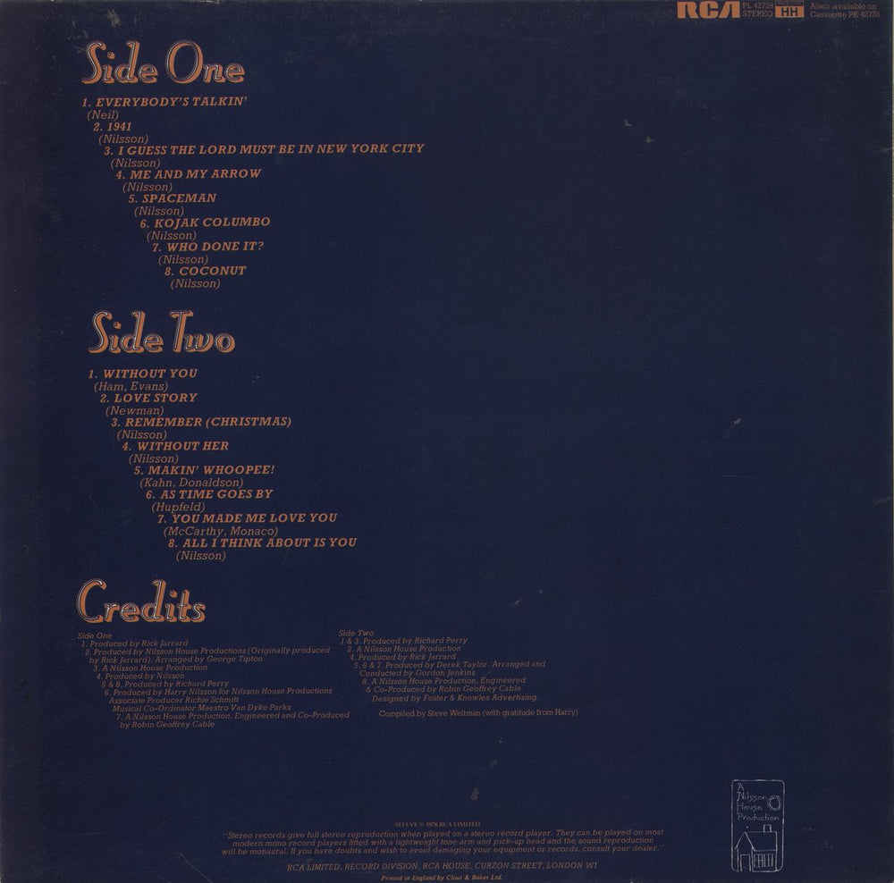 Harry Nilsson Harry Nilsson's Greatest Music UK vinyl LP album (LP record)