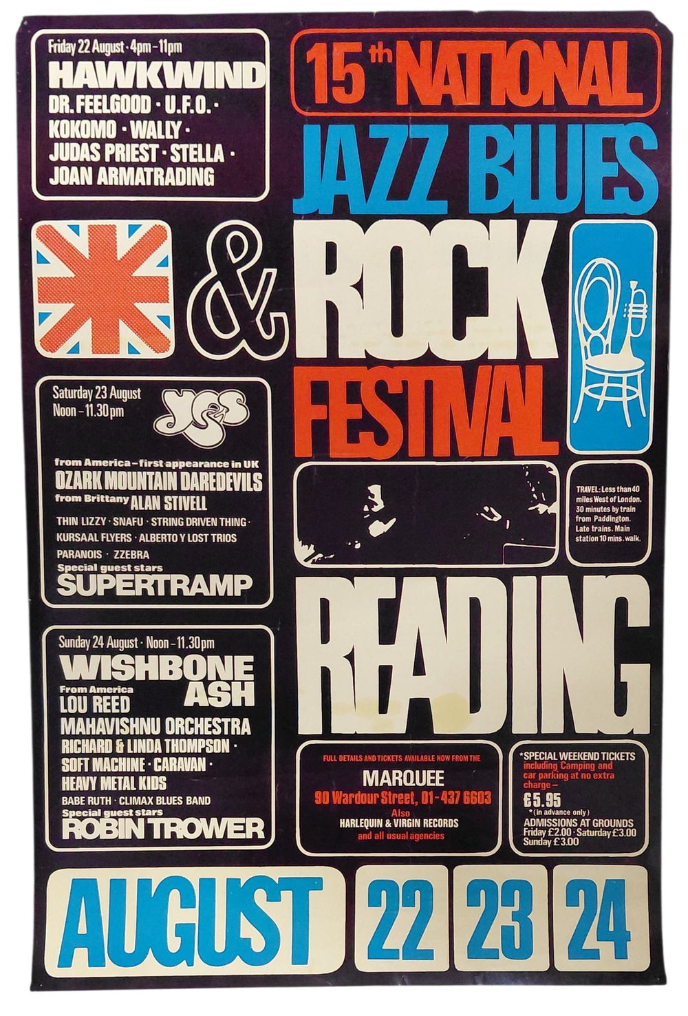 Hawkwind 15th National Jazz Blues & Rock Festival UK poster 30X21