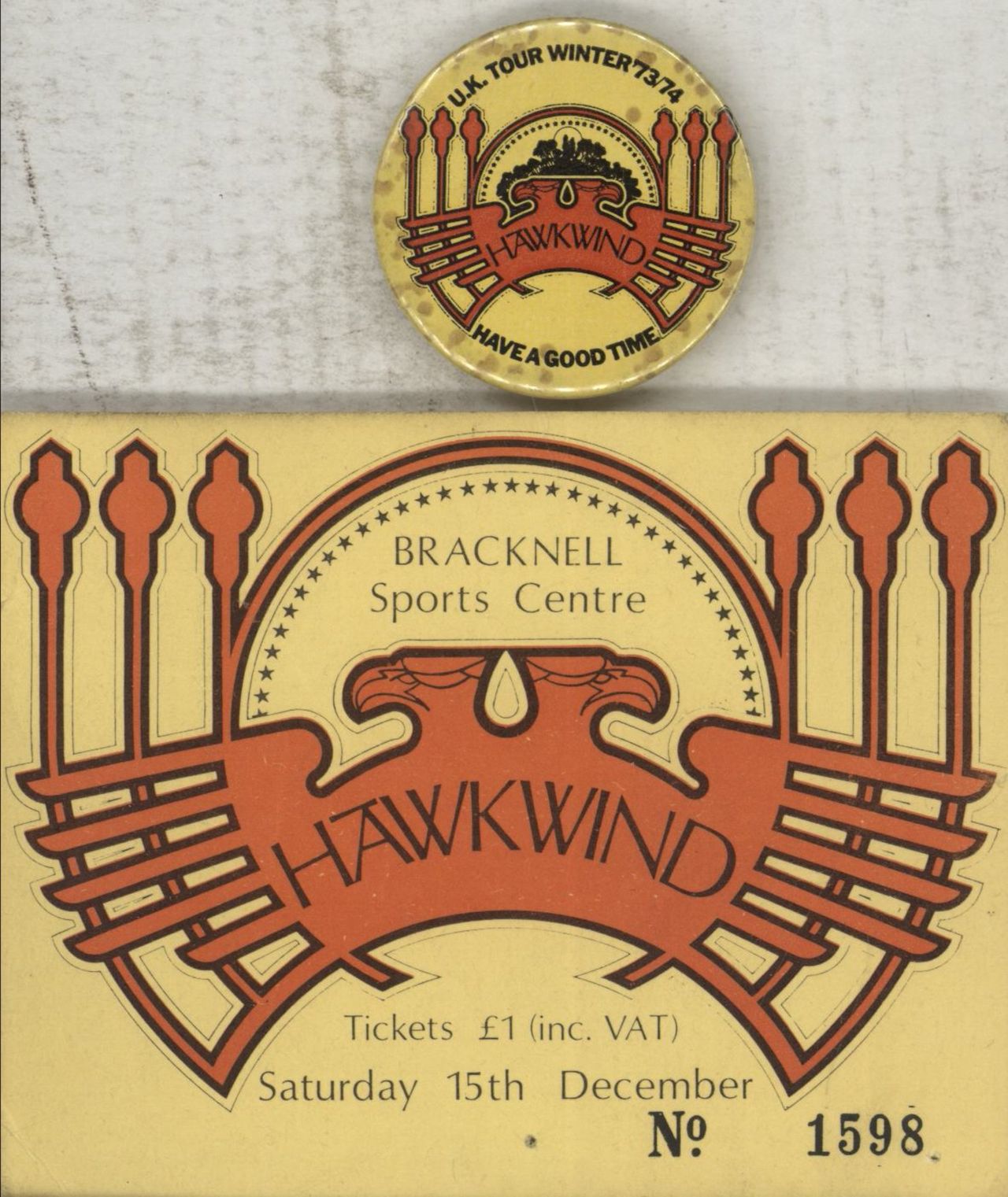 Hawkwind Hawkwind + Ticket + Badge UK tour programme HWKTRHA886421