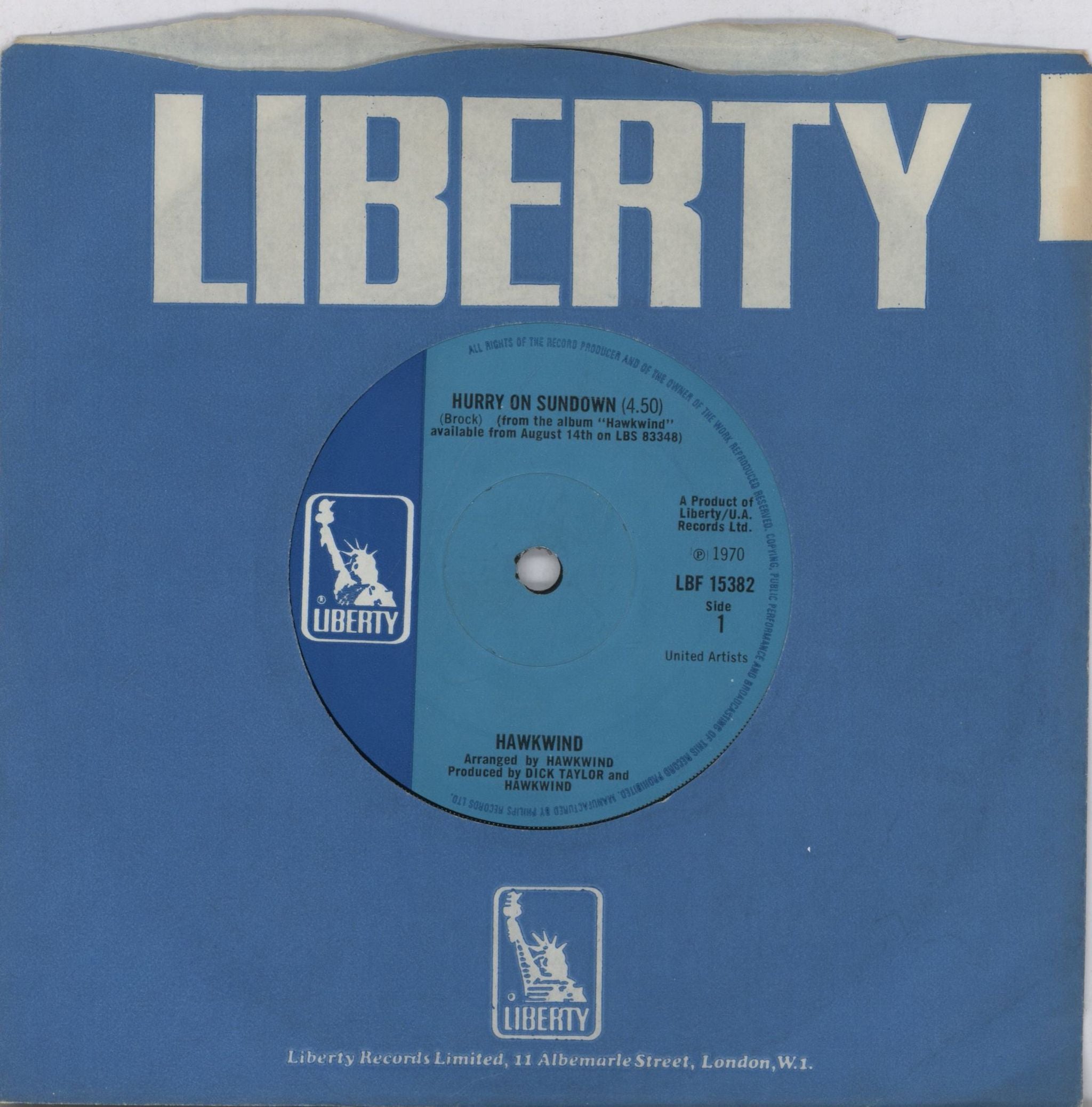 Hawkwind Hurry On Sundown - Solid UK 7\" vinyl single (7 inch record / 45) LBF15382