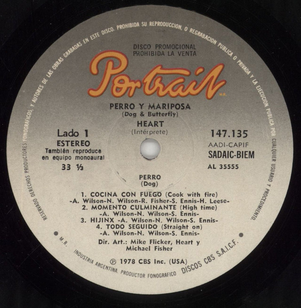 Heart Perro Y Mariposa Argentinean vinyl LP album (LP record) HEALPPE859533