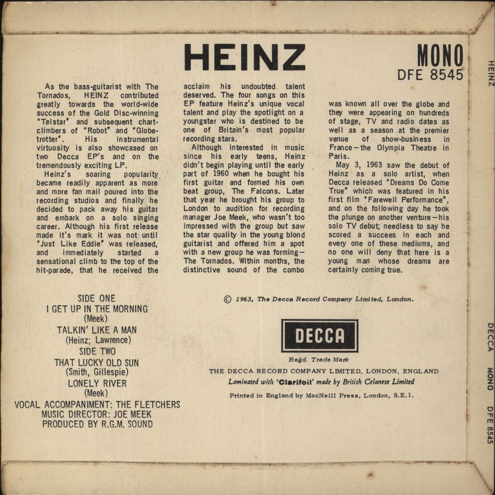 Heinz Heinz UK 7" vinyl single (7 inch record / 45)