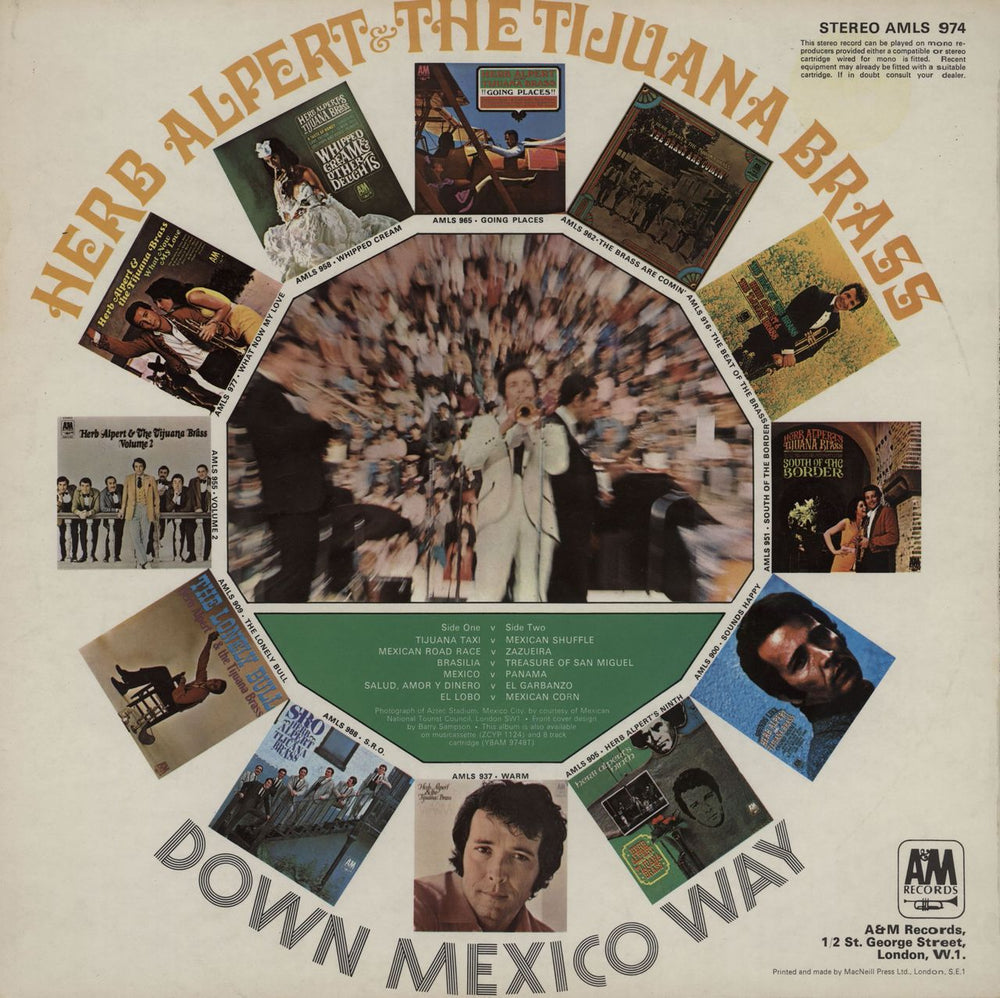 Herb Alpert Down Mexico Way UK vinyl LP album (LP record)
