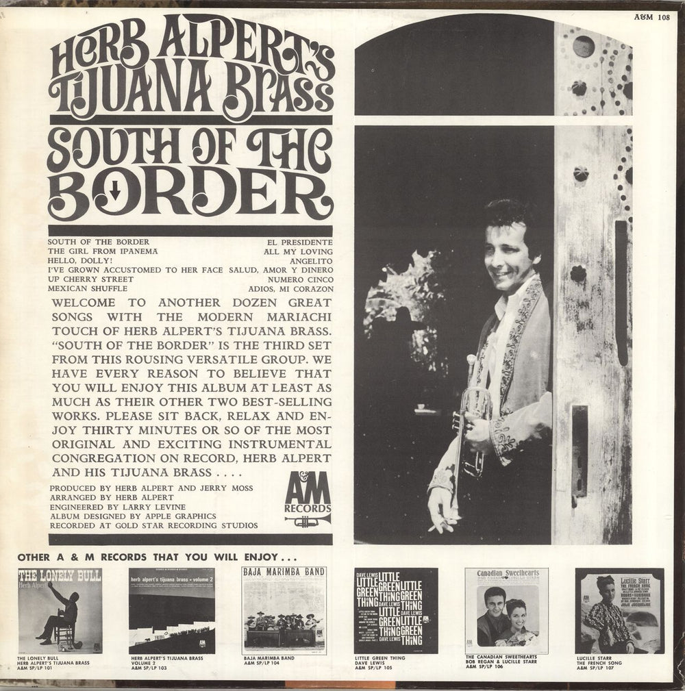 Herb Alpert South Of The Border US vinyl LP album (LP record)