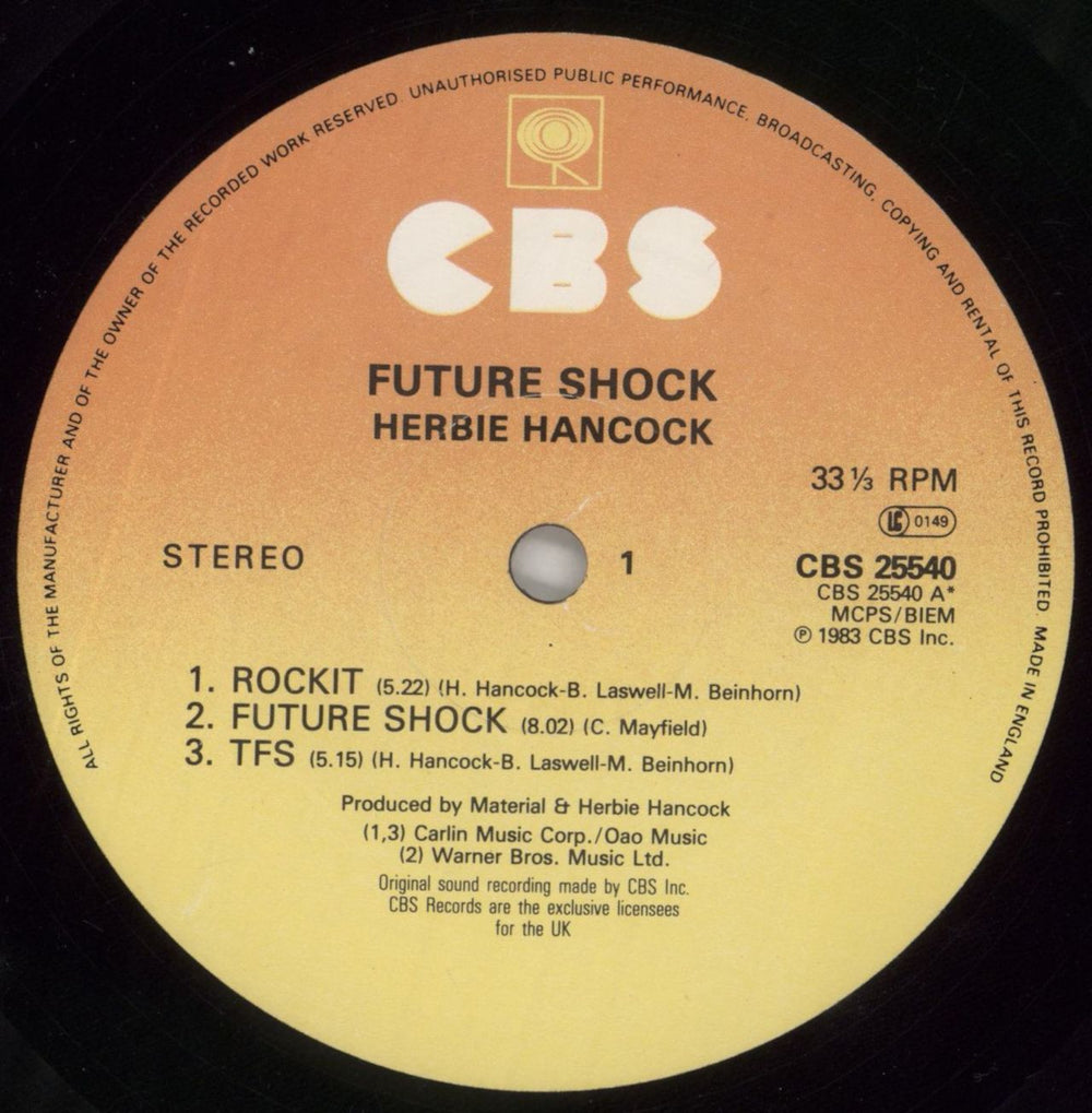 Herbie Hancock Future Shock UK vinyl LP album (LP record) HHALPFU859423