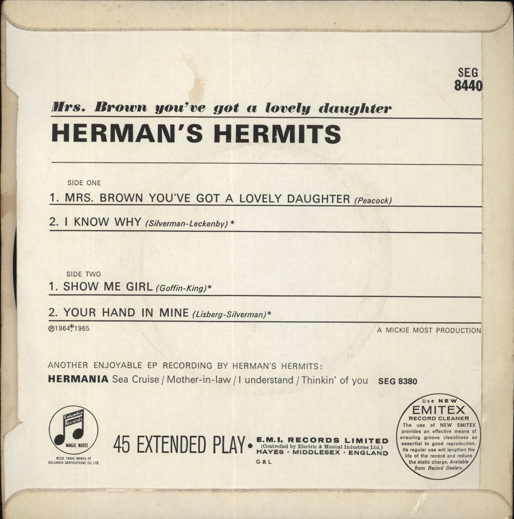 Herman's Hermits Mrs Brown You've Got A Lovely Daughter - EX UK 7" vinyl single (7 inch record / 45)