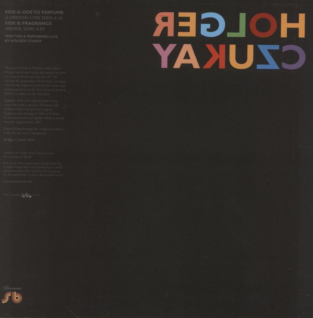 Holger Czukay Ode To Perfume / Fragrance UK 10" vinyl single (10 inch record)