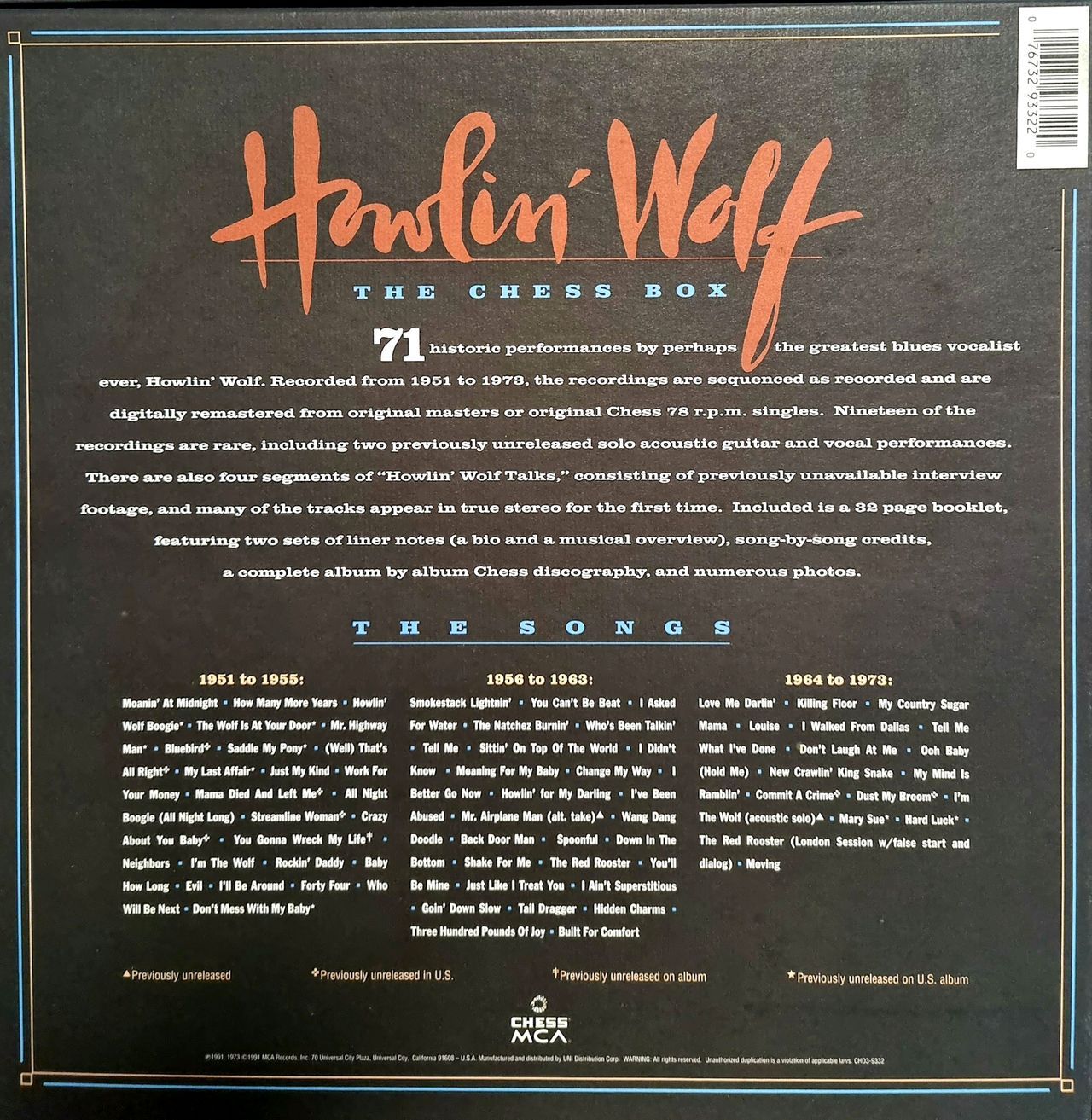 Howlin' Wolf Chess Box - Brown Text US box set