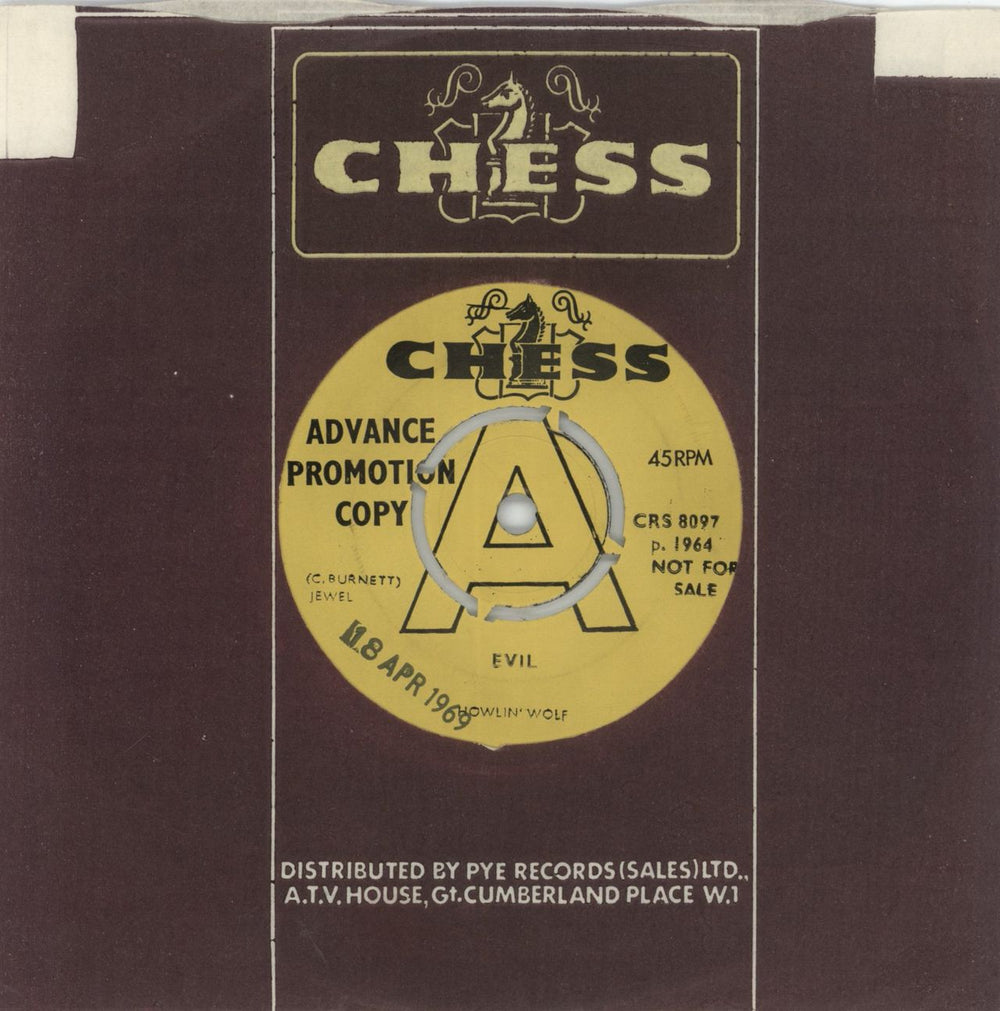 Howlin' Wolf Evil UK Promo 7" vinyl single (7 inch record / 45) CRS8097