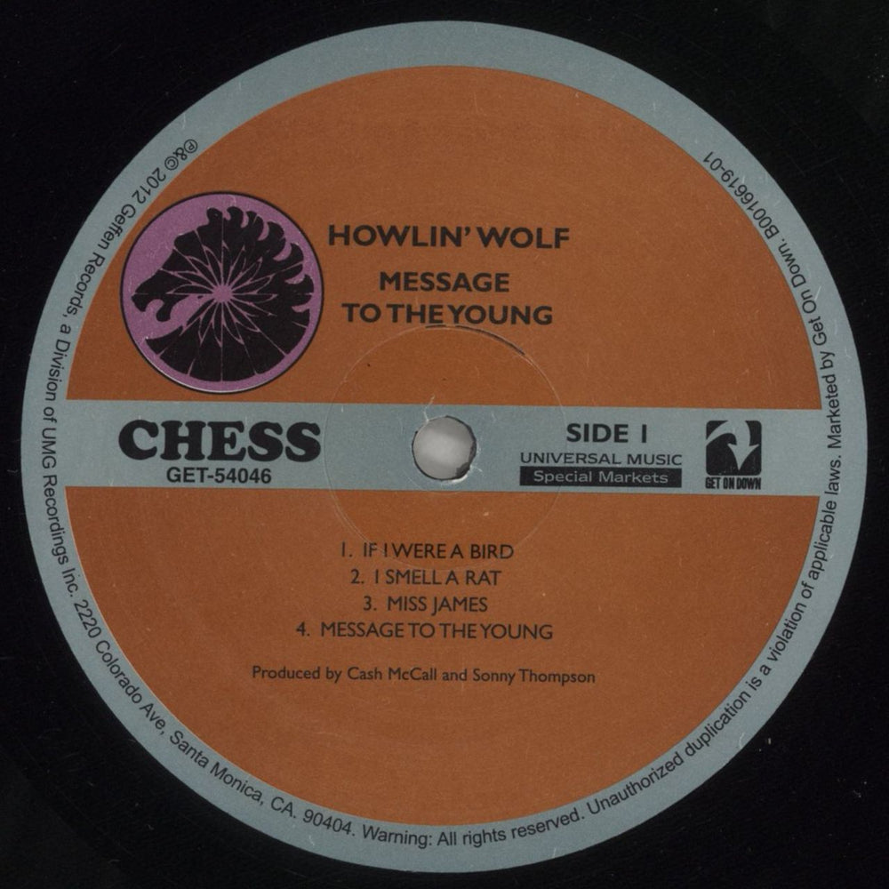 Howlin' Wolf Message To The Young US vinyl LP album (LP record) HWOLPME878299