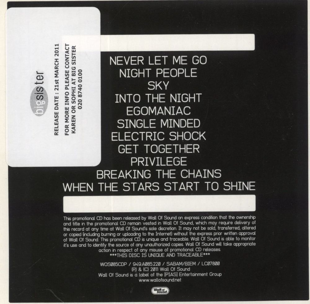 Human League Credo UK Promo CD album (CDLP)