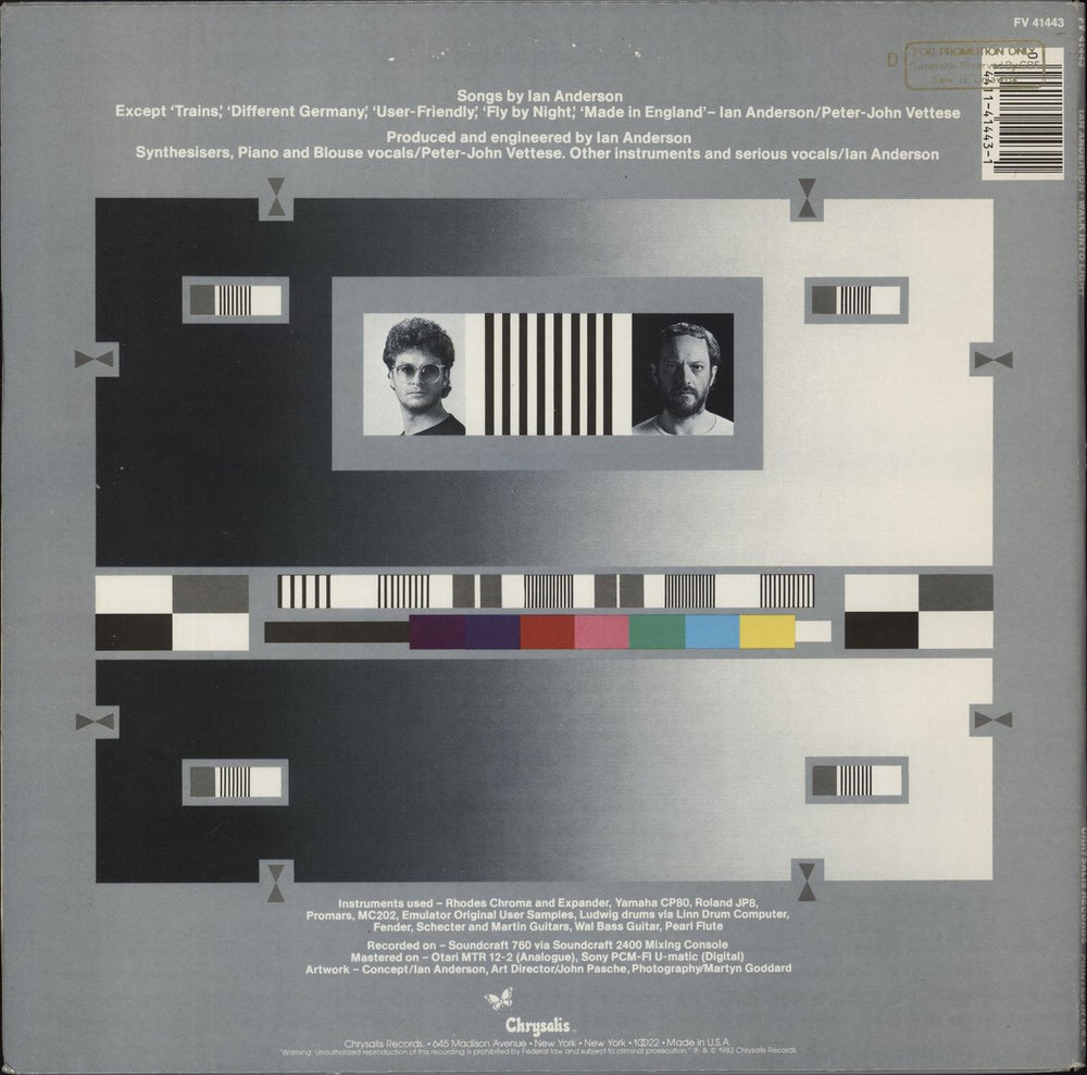 Ian Anderson Walk Into Light US Promo vinyl LP album (LP record) 044114144311