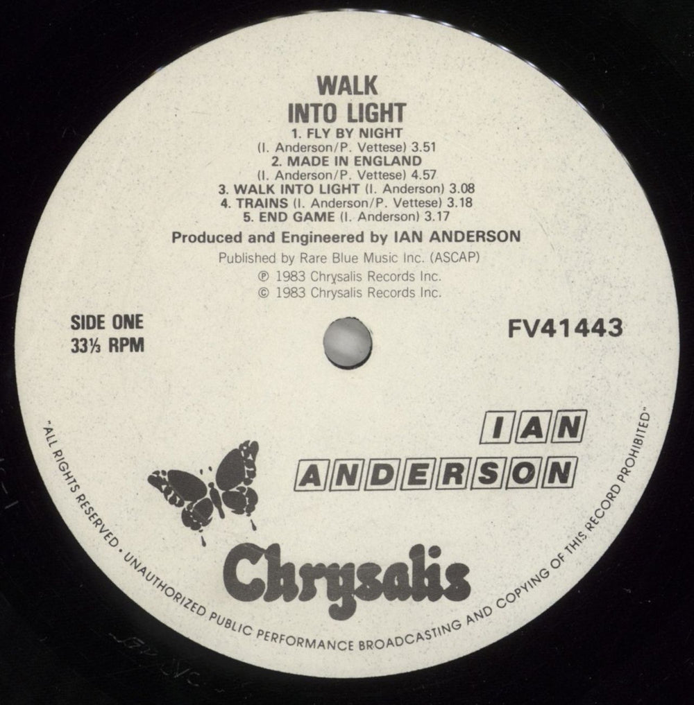 Ian Anderson Walk Into Light US Promo vinyl LP album (LP record) IADLPWA181049