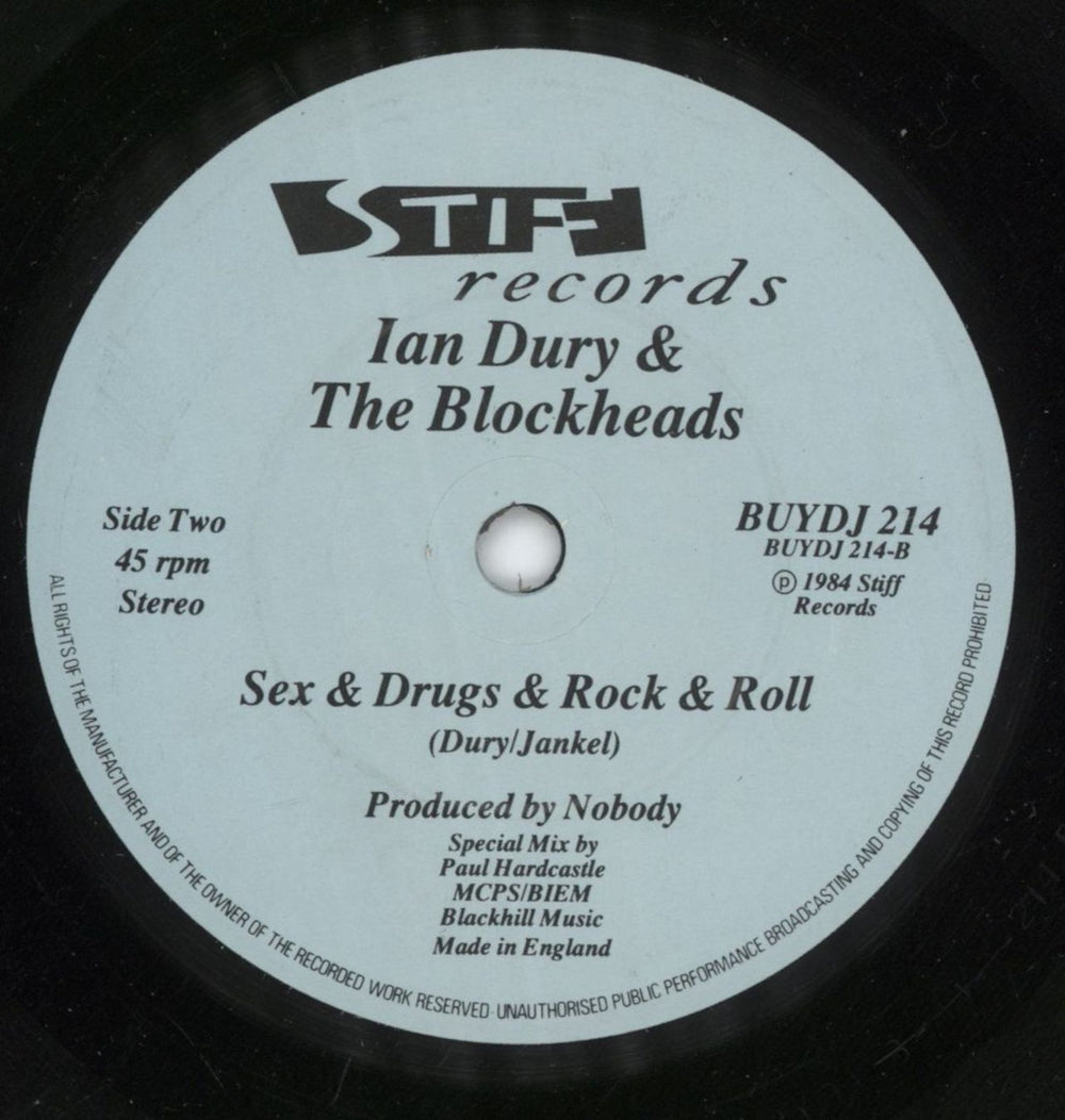 Ian Dury Hit Me With Your Rhythm Stick - Paul Hardcastle Remix - 'A' Label UK Promo 7" vinyl single (7 inch record / 45)