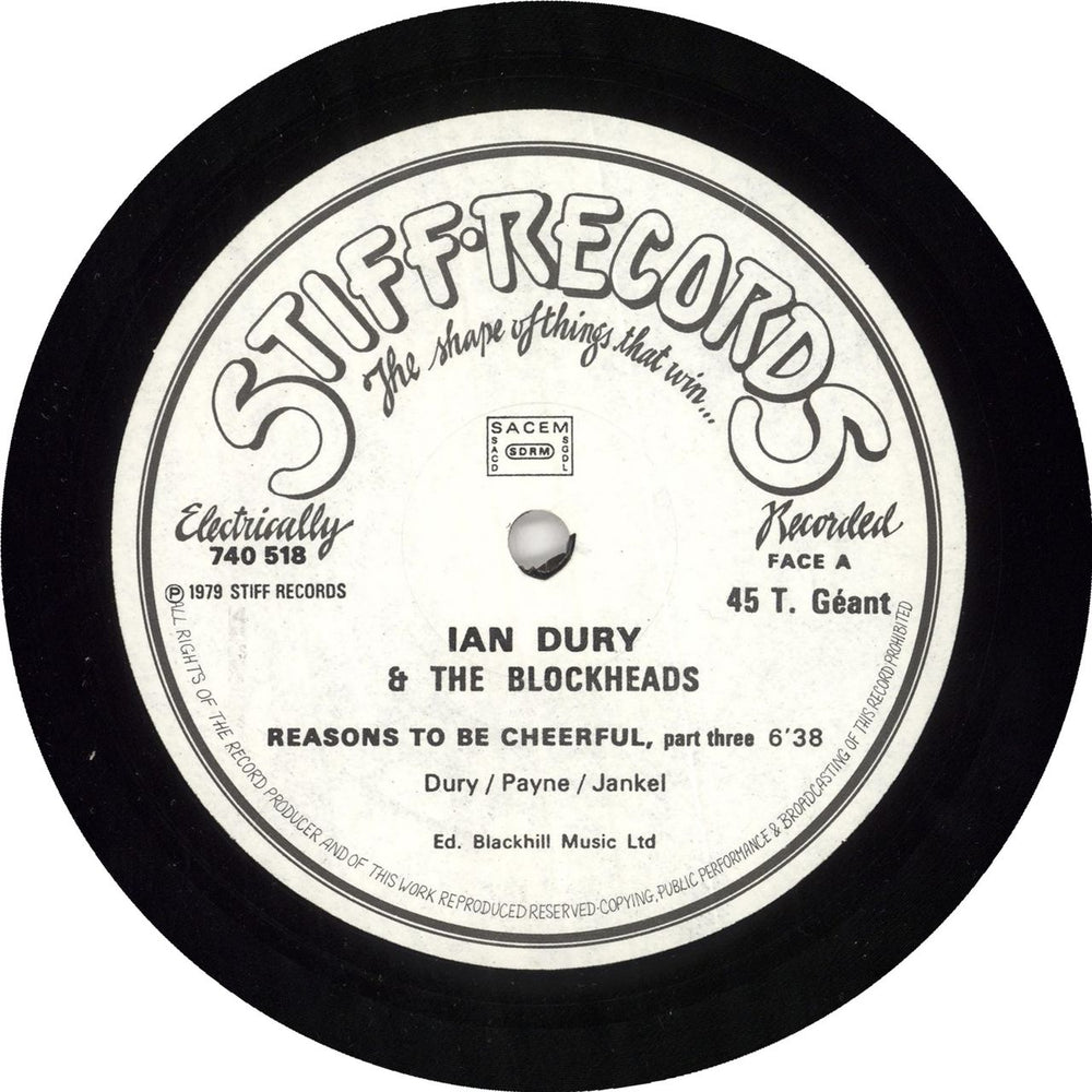 Ian Dury Reasons To Be Cheerful (Part 3) French 12" vinyl single (12 inch record / Maxi-single) IND12RE738243