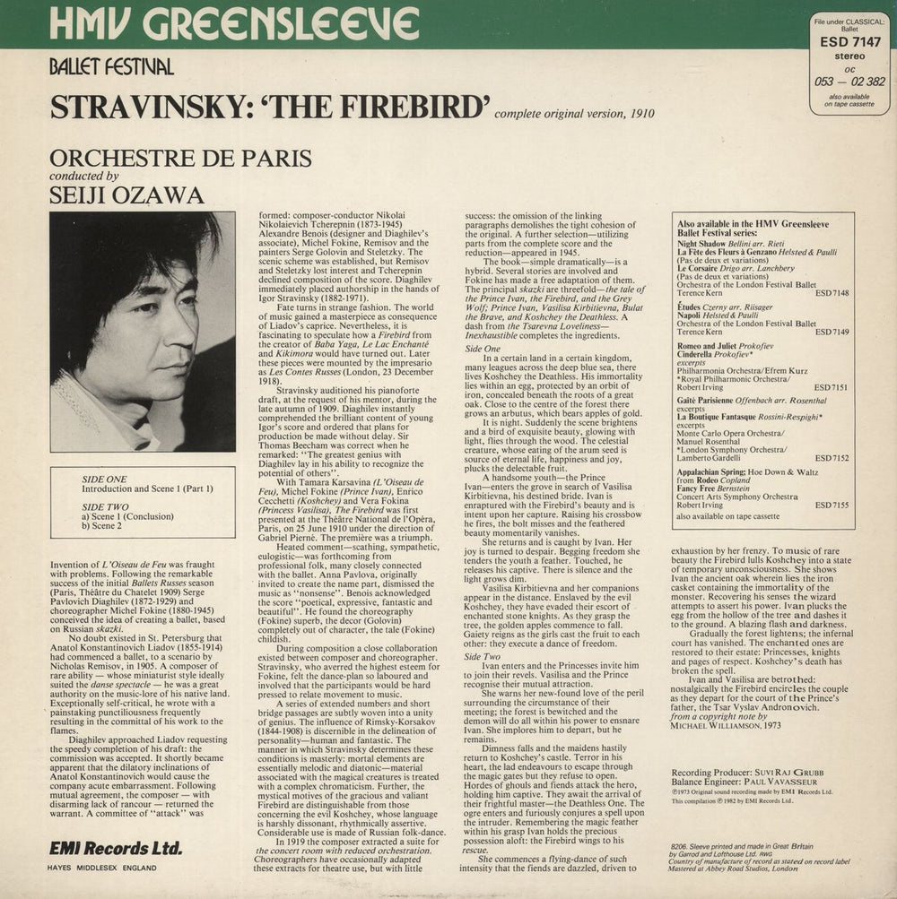 Igor Stravinsky The Firebird UK vinyl LP album (LP record)