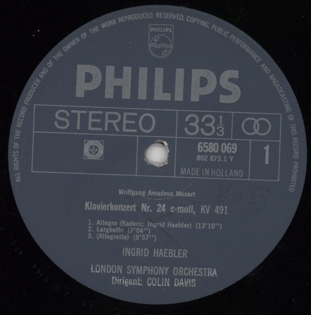 Ingrid Haebler Mozart: Piano Concertos, K491 and K.413 Dutch vinyl LP album (LP record) QN4LPMO856776