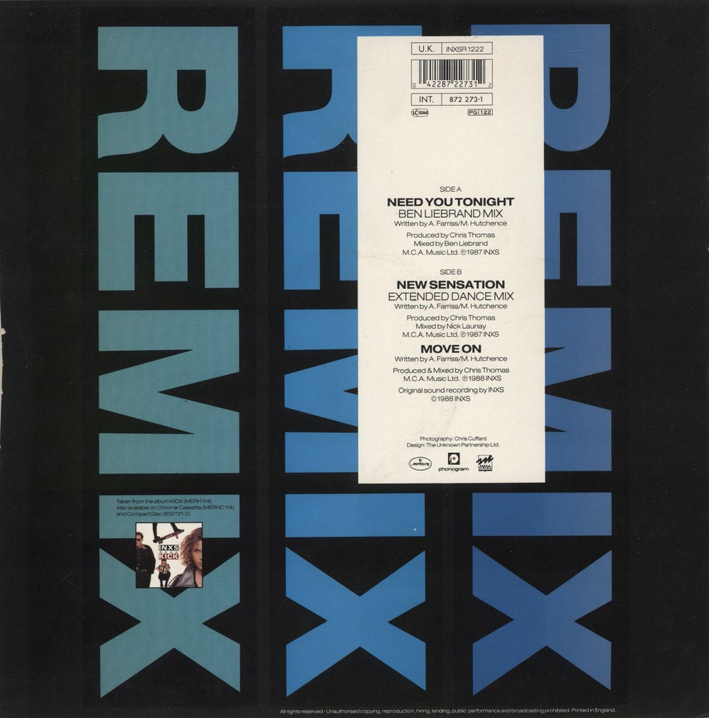 Inxs Need You Tonight - Ben Liebrand Remix UK 12" vinyl single (12 inch record / Maxi-single) 042287227312