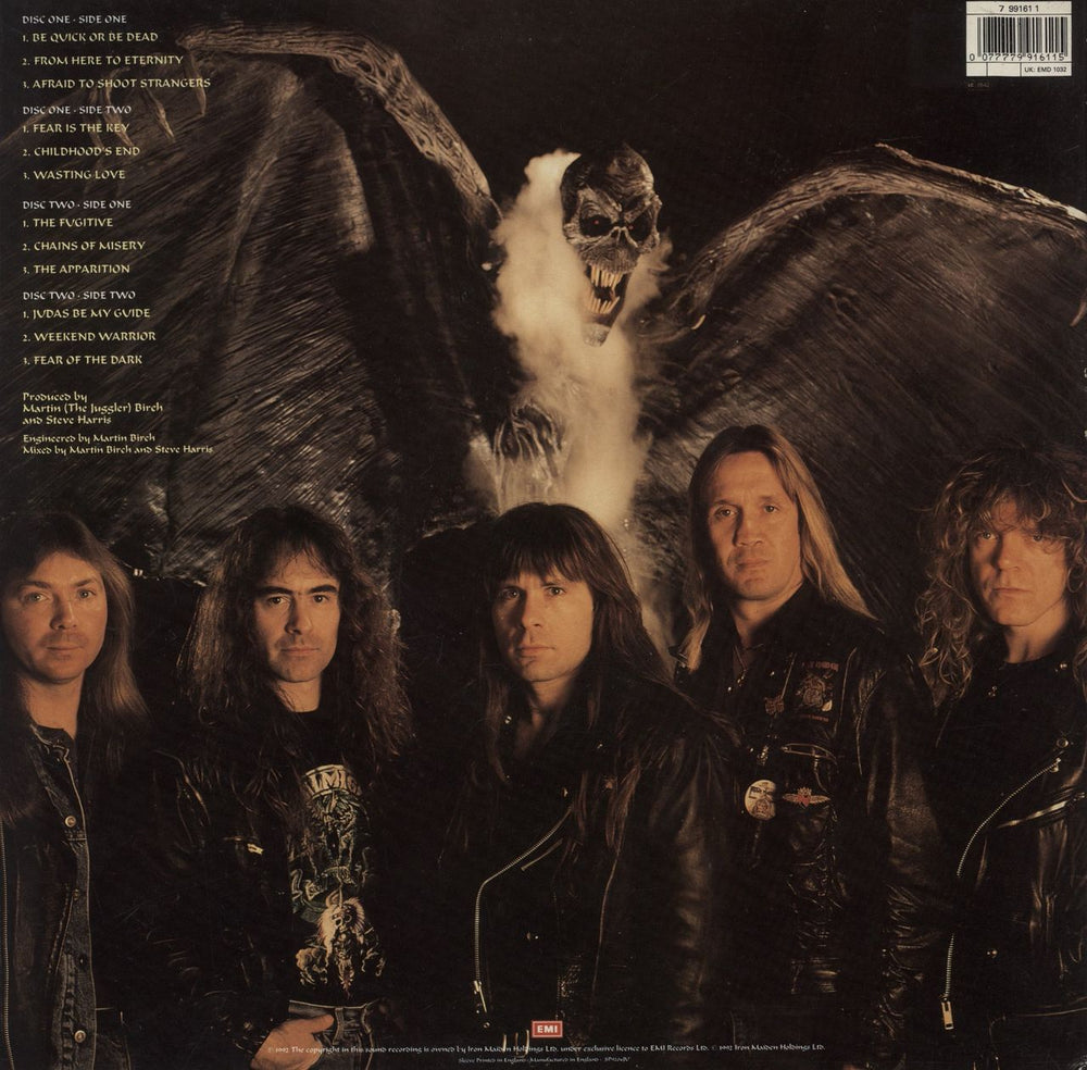 Iron Maiden Fear Of The Dark + Stickered & Insert - VG UK 2-LP vinyl record set (Double LP Album) 077779916115