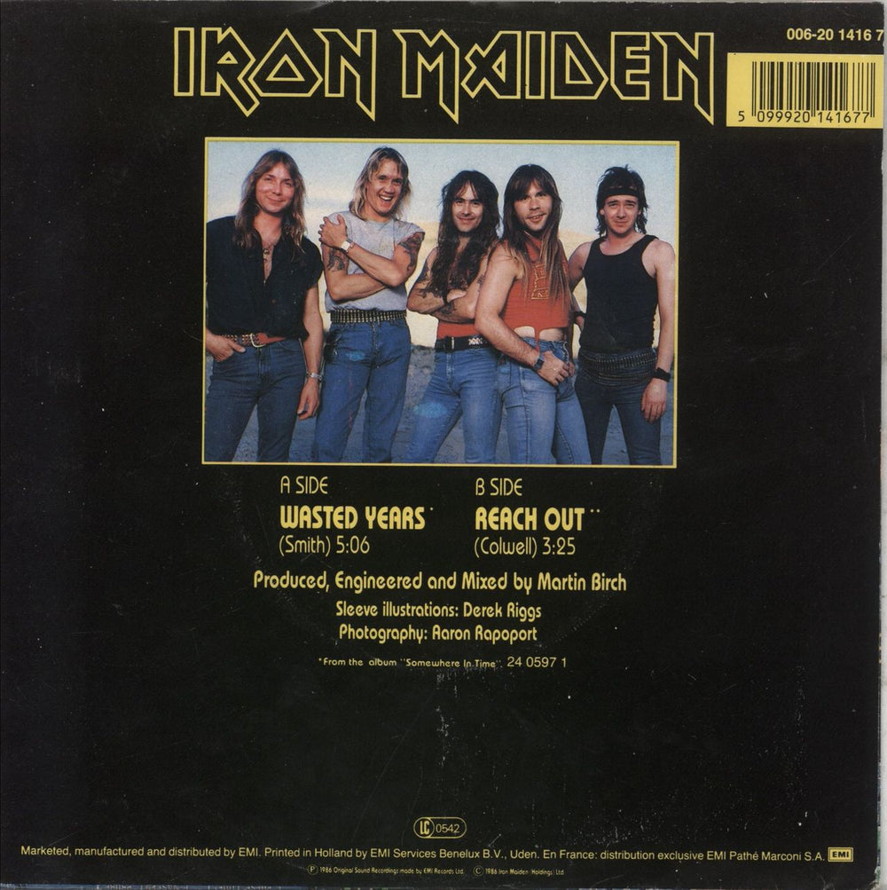 Iron Maiden Wasted Years Dutch 7" vinyl single (7 inch record / 45) 5099920141677