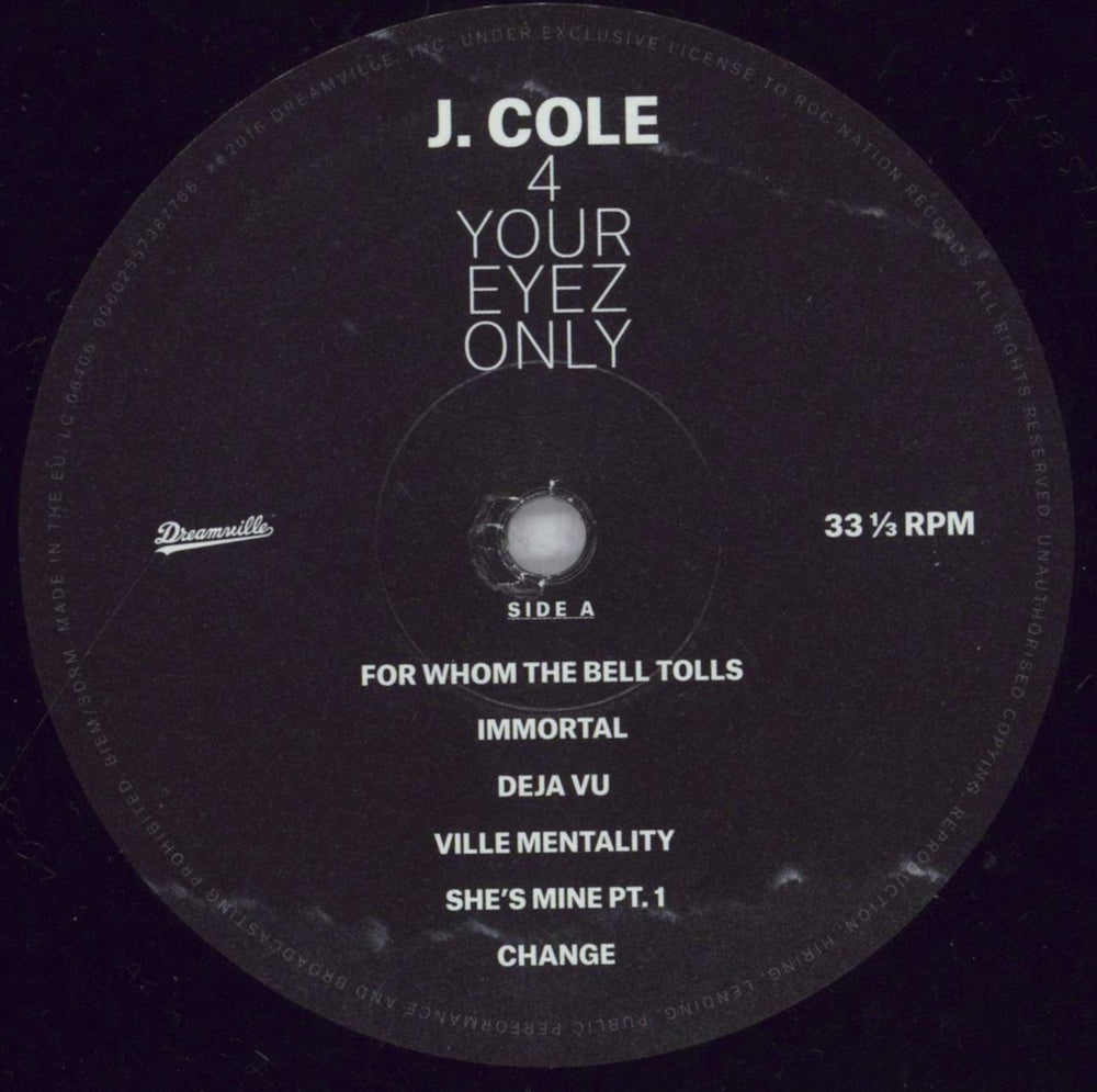 J. Cole 4 Your Eyez Only UK vinyl LP album (LP record) 4EHLPYO844222