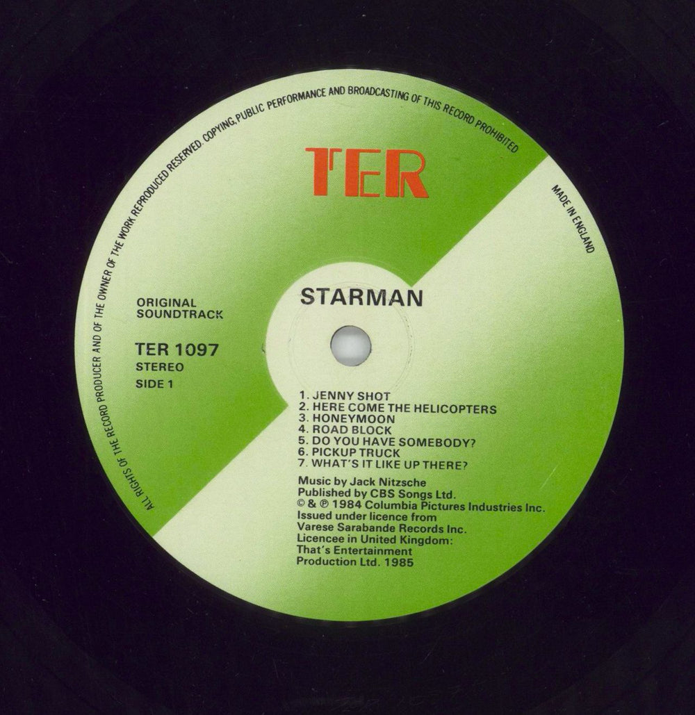 Jack Nitzsche John Carpenter's Starman - VG/EX UK vinyl LP album (LP record) KQCLPJO859647