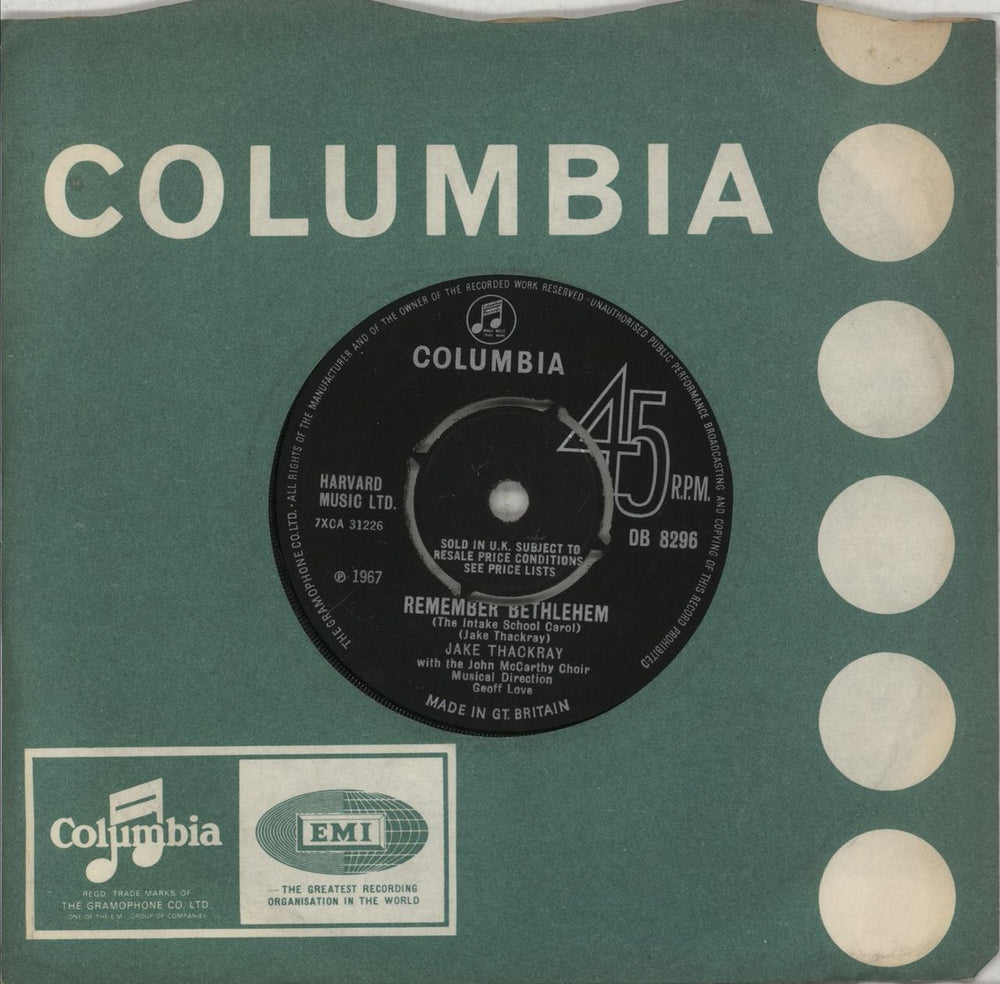 Jake Thackray Remember Bethlehem (The Intake School Carol) UK 7" vinyl single (7 inch record / 45) DB8296