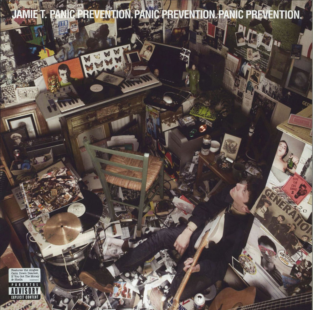 Jamie T Panic Prevention - hype sticker UK vinyl LP album (LP record) 3788551