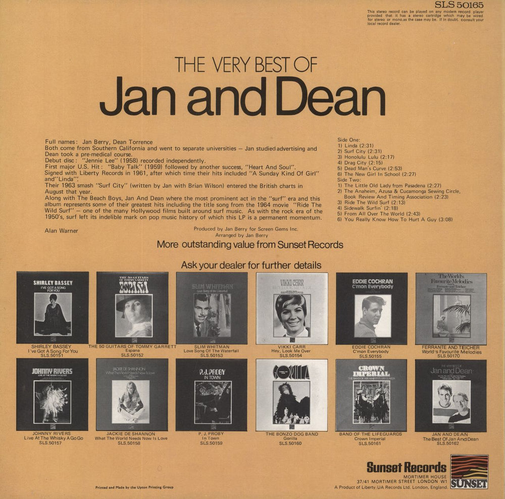 Jan & Dean The Very Best Of Jan And Dean - 1st UK vinyl LP album (LP record)