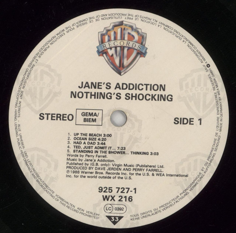 Janes Addiction Nothing's Shocking - Stickered - EX UK vinyl LP album (LP record) JANLPNO777224