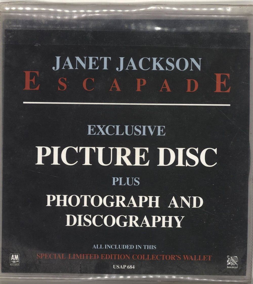 Janet Jackson Escapade - EX UK 7" vinyl picture disc (7 inch picture disc single) USAP684